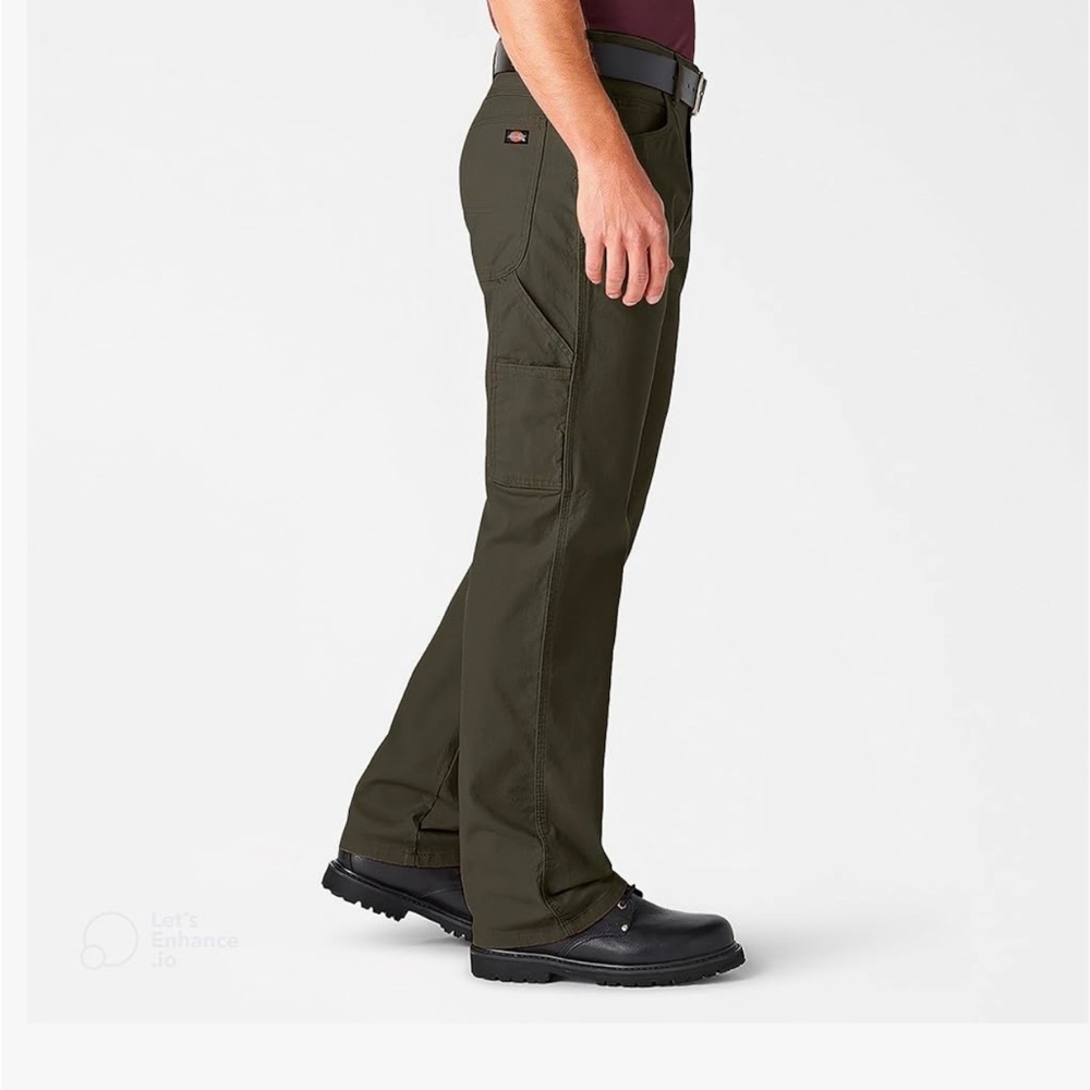 NWOT Dickies Men's Relaxed Fit Straight-Leg Duck Carpenter Jean, Moss, 40W x 34L